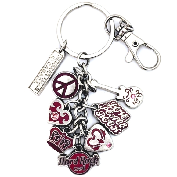 Hard Rock Cafe Niagara Falls Canada Keychain – Multi-Charm Rock n’ Roll Souvenir - Picture 1 of 4